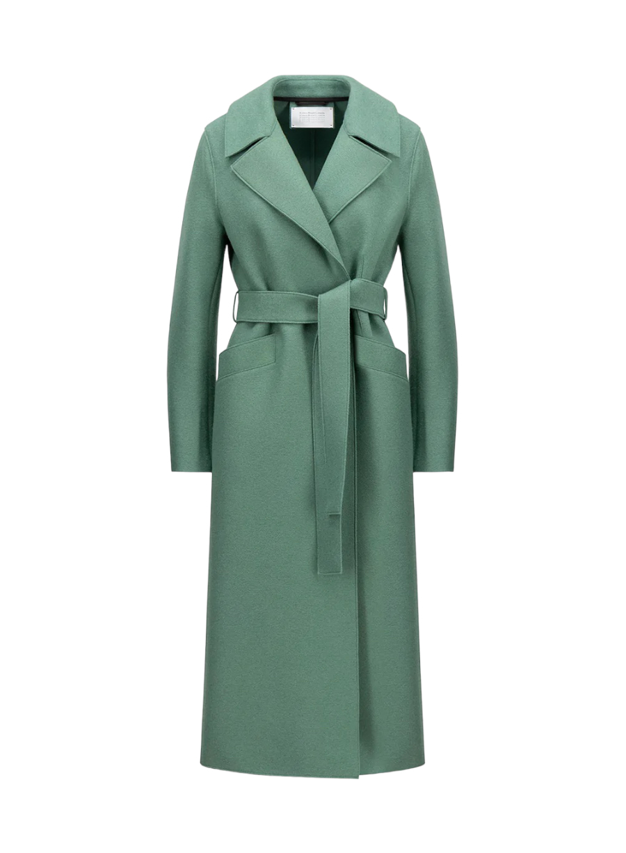 Maxi Coat, pressed wool, arctic green, Harris Wharf, A1191MLK