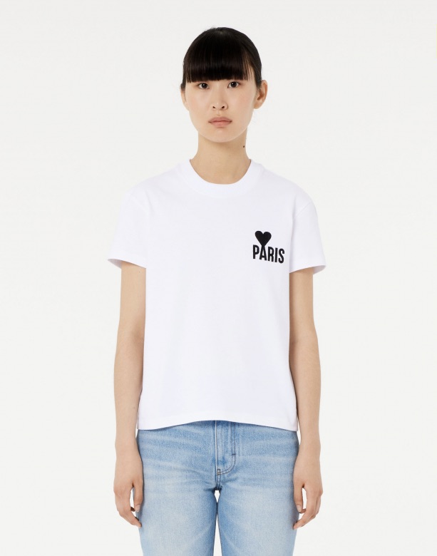 T-Shirt Paris Ami de Coeur white AMI PARIS, UTS014.701, Ami De Coeur, AMI PARIS