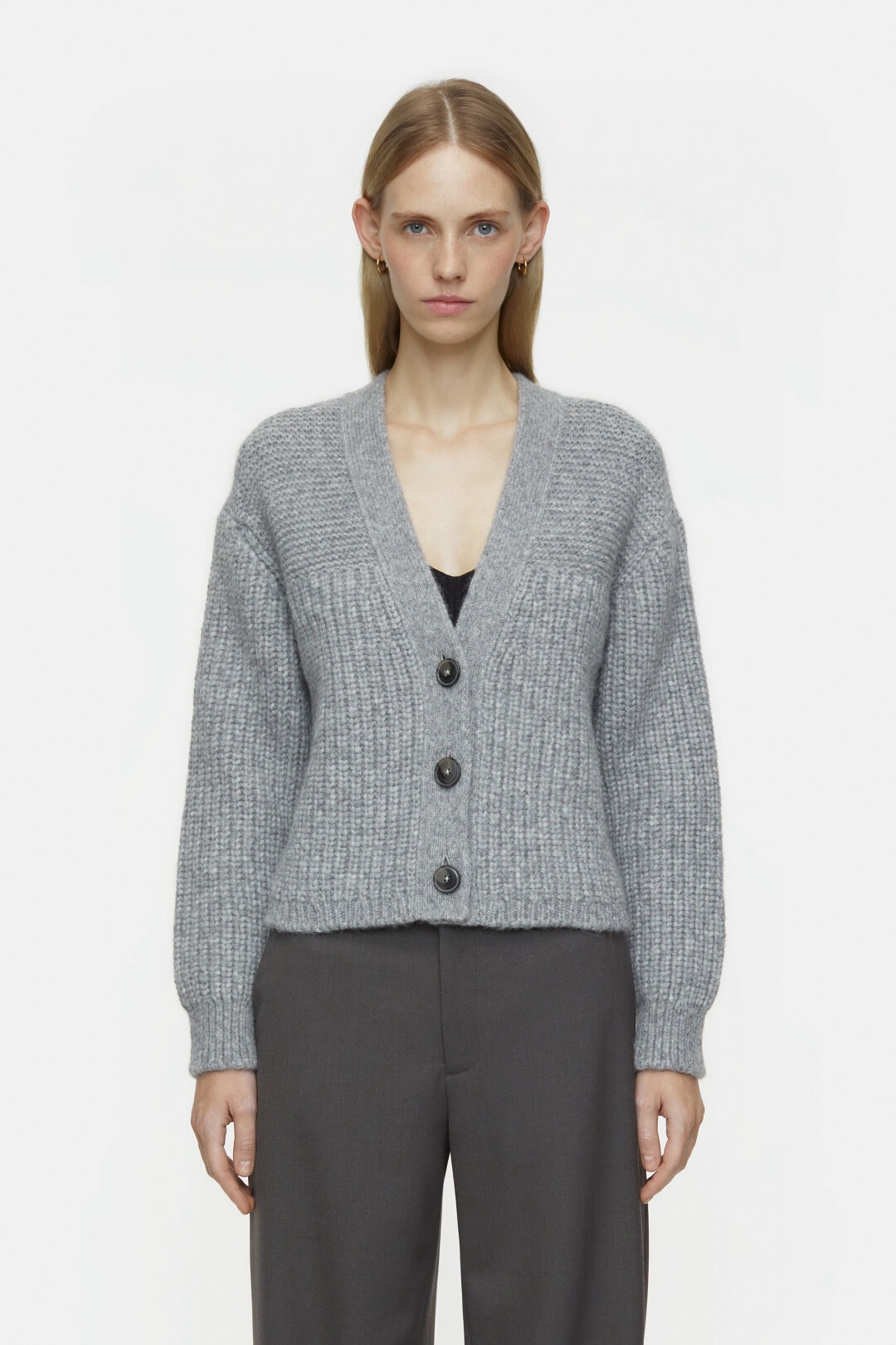 Cardigan heavy knit in light grey, CLOSED