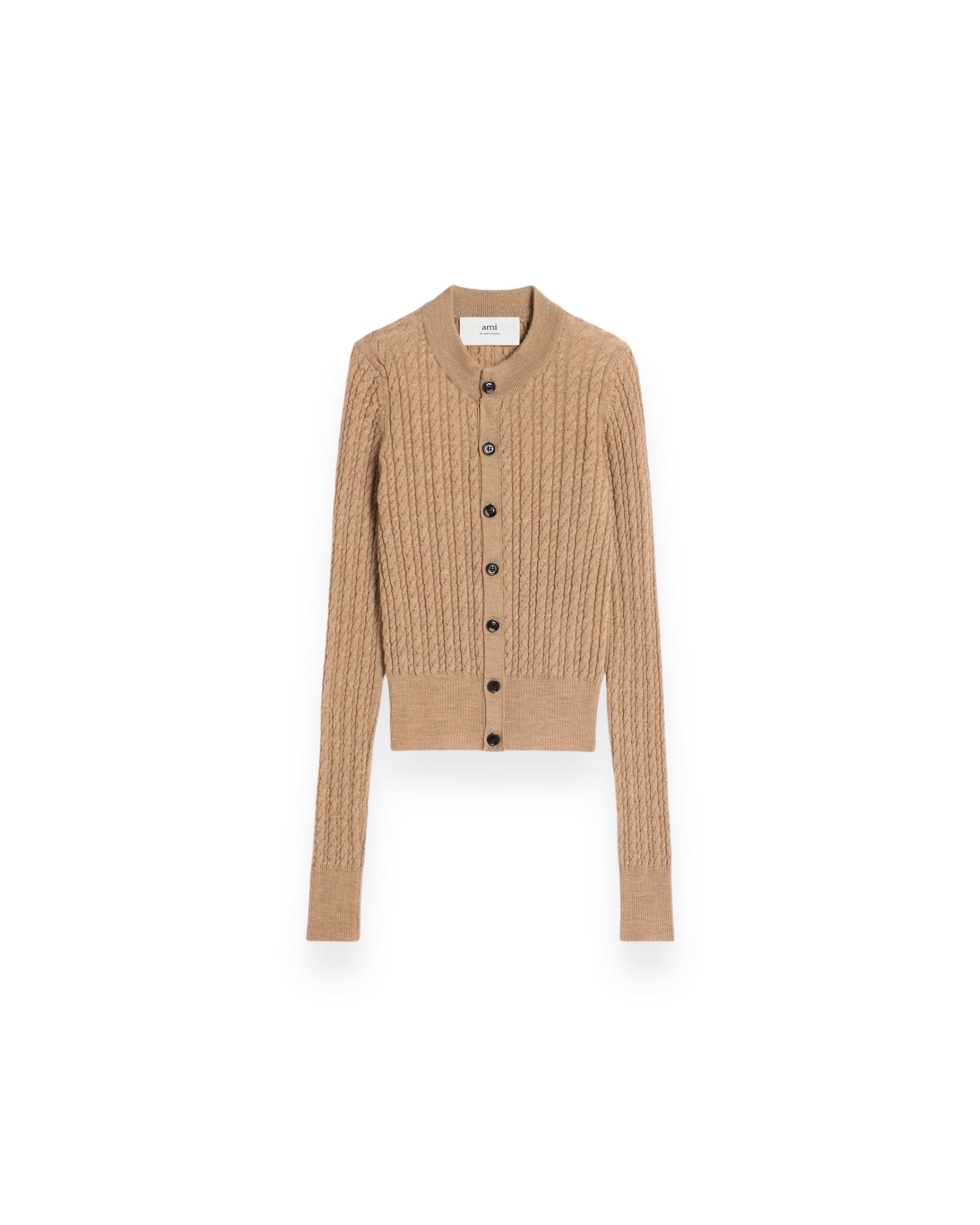 Cardigan mit Zopfmuster in Camel, AMI PARIS,