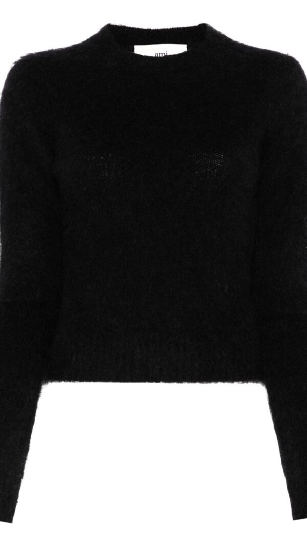 Pullover brushed Alpaca in black, AMI PARIS,