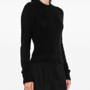 Pullover brushed Alpaca in black, AMI PARIS,