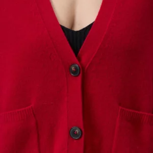 Cardigan in Chili Pepper Red, Closed,