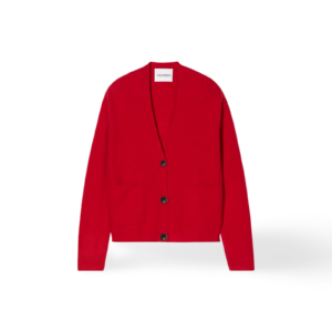 Cardigan in Chili Pepper Red, Closed,