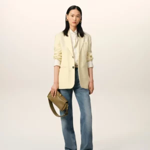 Zweiknopf- Blazer in light yellow, AMI PARIS