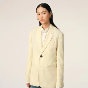 Zweiknopf- Blazer in light yellow, AMI PARIS