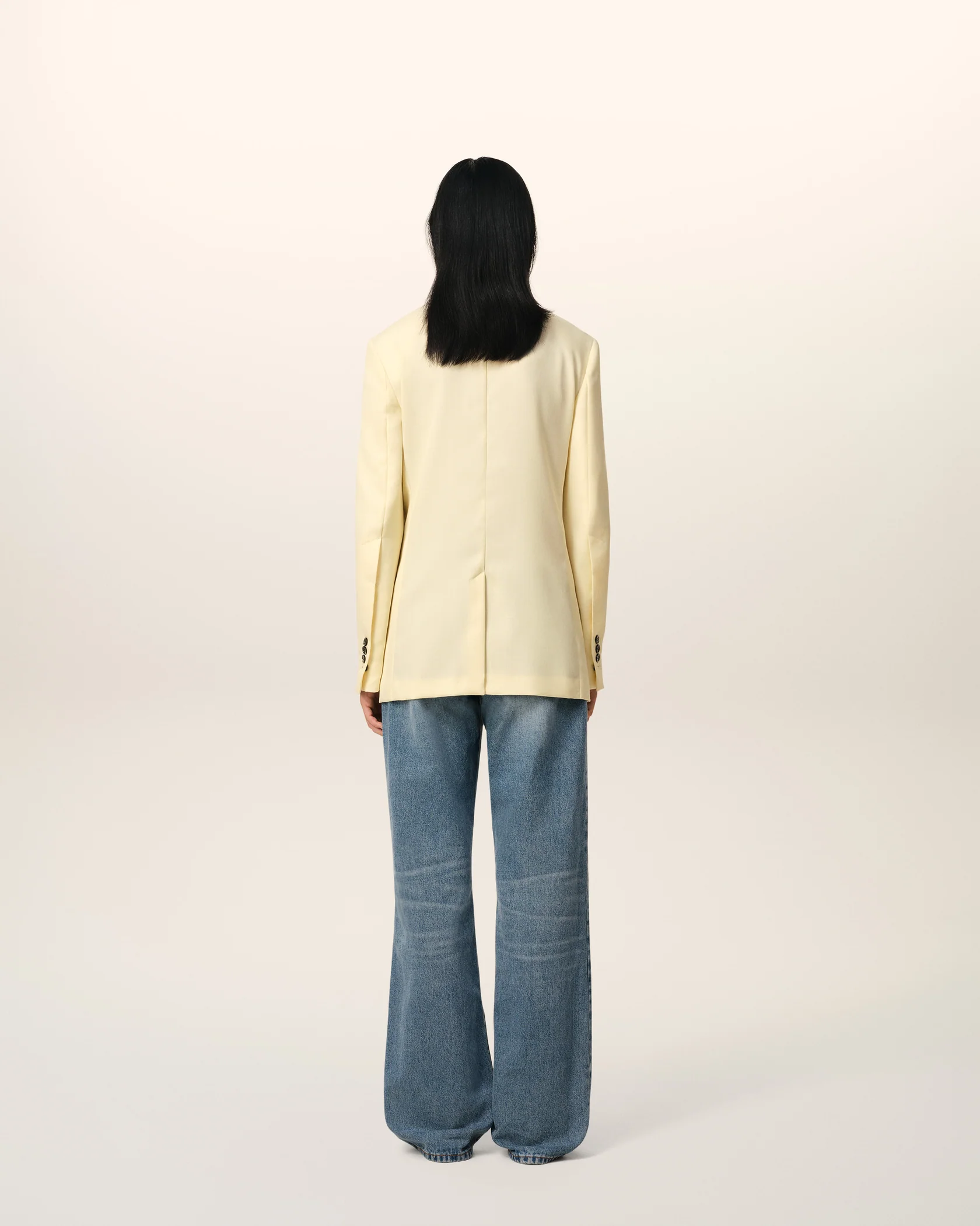 Zweiknopf- Blazer in light yellow, AMI PARIS