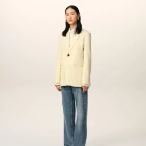 Zweiknopf- Blazer in light yellow, AMI PARIS