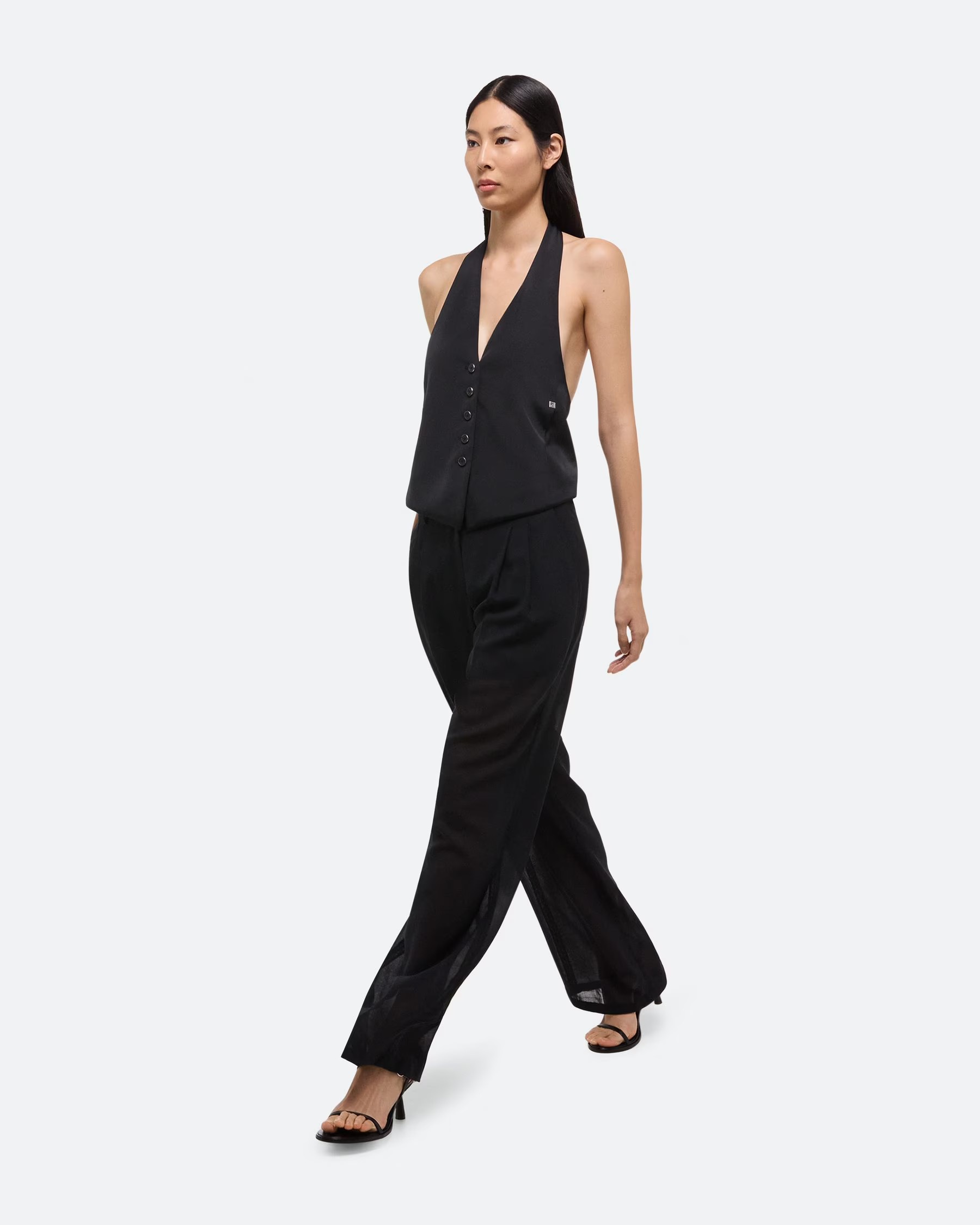 Top HALTER VEST in Black, HELMUT LANG, PO2HW508