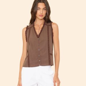 Bluse LOUISE in Chocolat, XIRENA x Léa Meylan