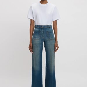 Alina High Waisted Jean In Washed Blue, VICTORIA BECKHAM,