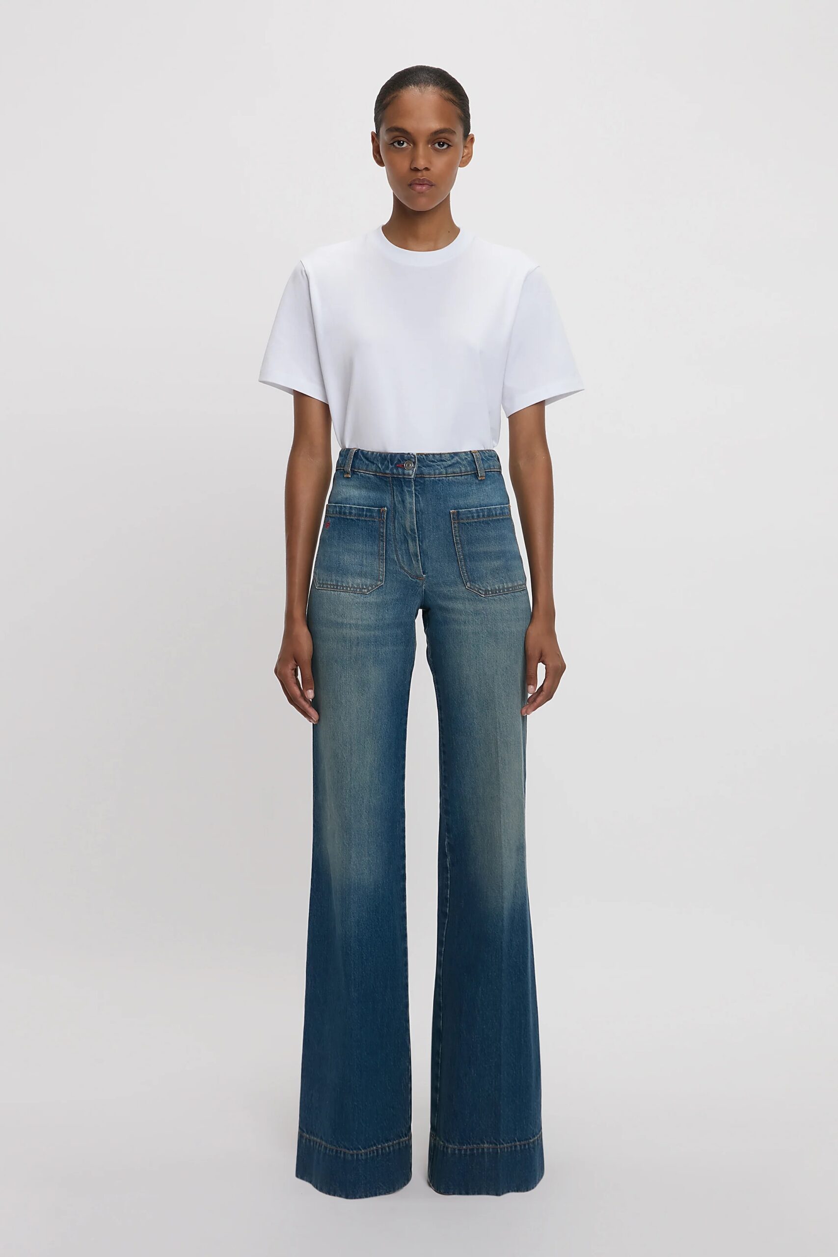 Alina High Waisted Jean In Washed Blue, VICTORIA BECKHAM,
