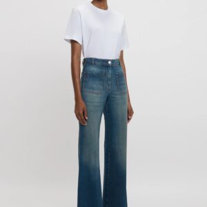 Alina High Waisted Jean In Washed Blue, VICTORIA BECKHAM,
