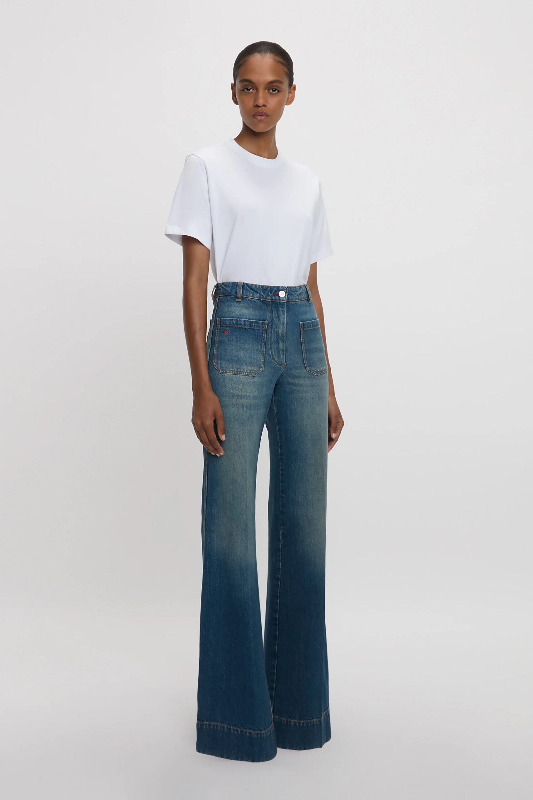 Alina High Waisted Jean In Washed Blue, VICTORIA BECKHAM,
