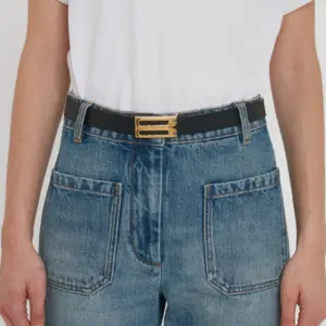 Frame Belt In Black Grained Leather, VICTORIA BECKHAM,