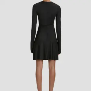 Long Sleeve V-Neck Mini Dress In Black, VICTORIA BECKHAM