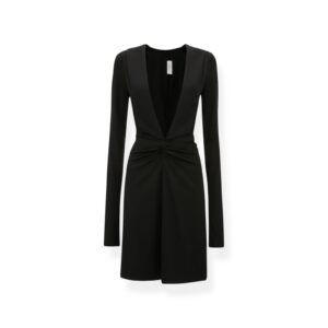 Long Sleeve V-Neck Mini Dress In Black, VICTORIA BECKHAM
