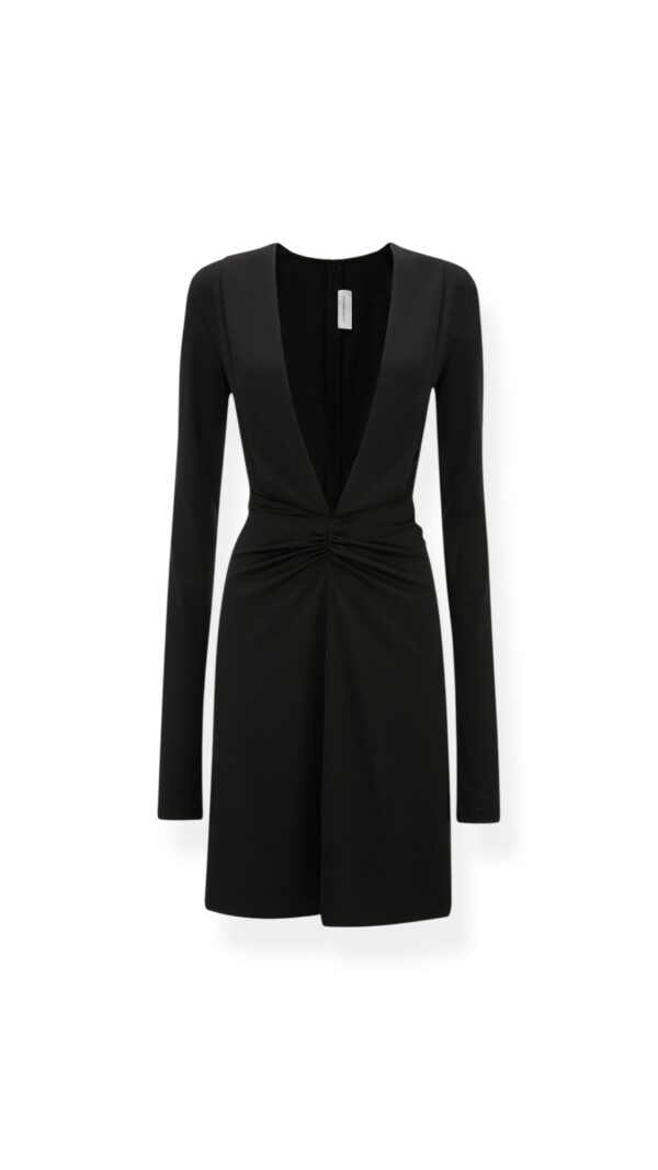 Long Sleeve V-Neck Mini Dress In Black, VICTORIA BECKHAM