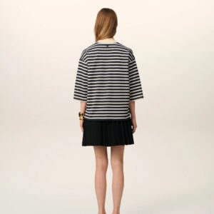 T-Shirt mit Streifen in Navy, AMI PARIS