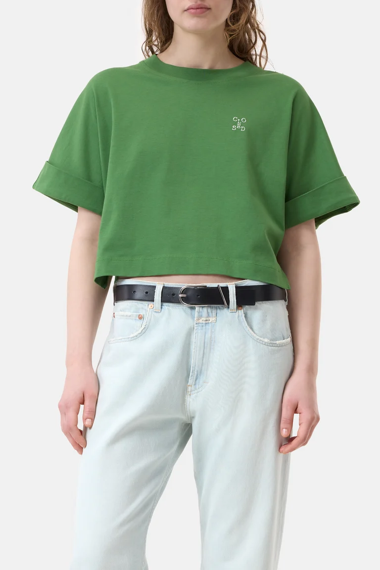 Cropped T-Shirt in Matche Green