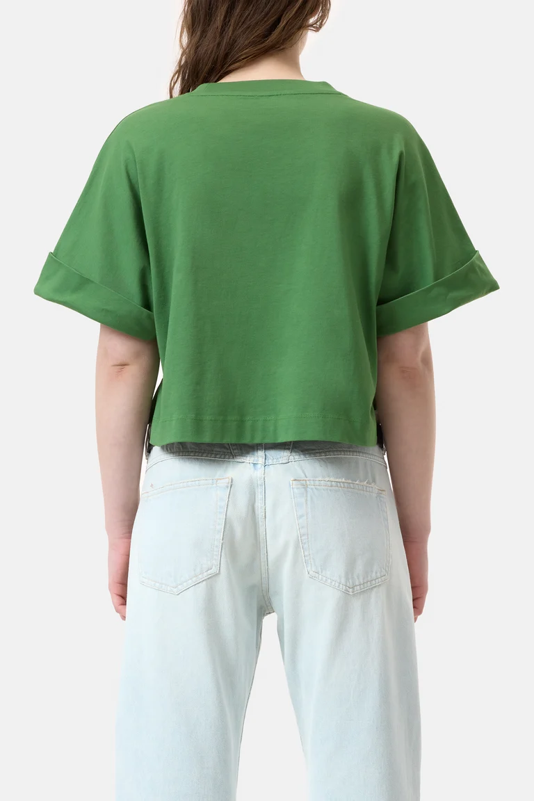 Cropped T-Shirt in Matche Green