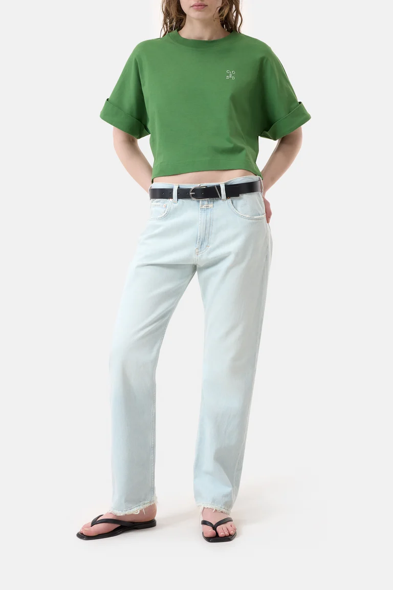 Cropped T-Shirt in Matche Green