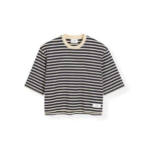 T-Shirt mit Streifen in Navy, AMI PARIS