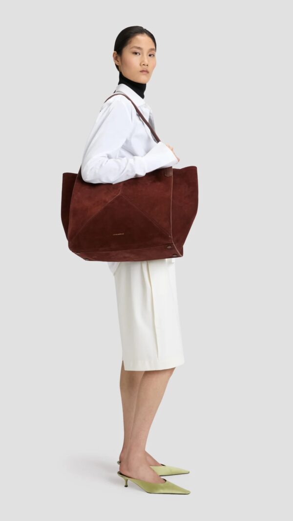 Victoria Tote In Dark Brown Suede, VICTORIA BEKCHAM Victoria Tote In Dark Brown Suede, VICTORIA BEKCHAM
