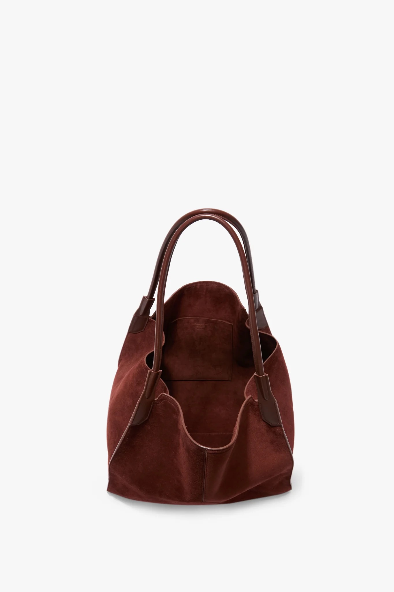 Victoria Tote In Dark Brown Suede, VICTORIA BEKCHAM