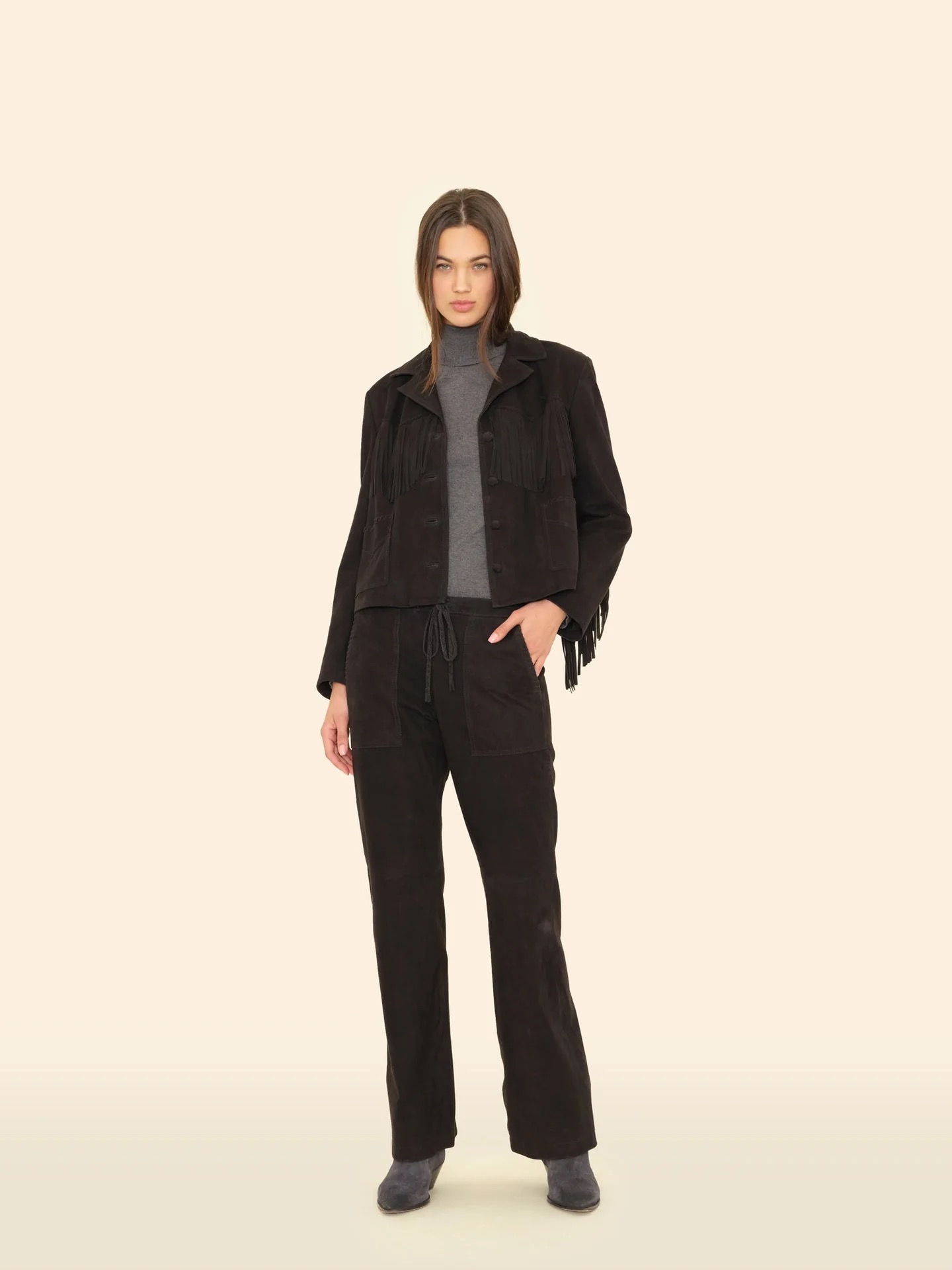 Lederhose CLYDE SUEDE in Black, XIRENA