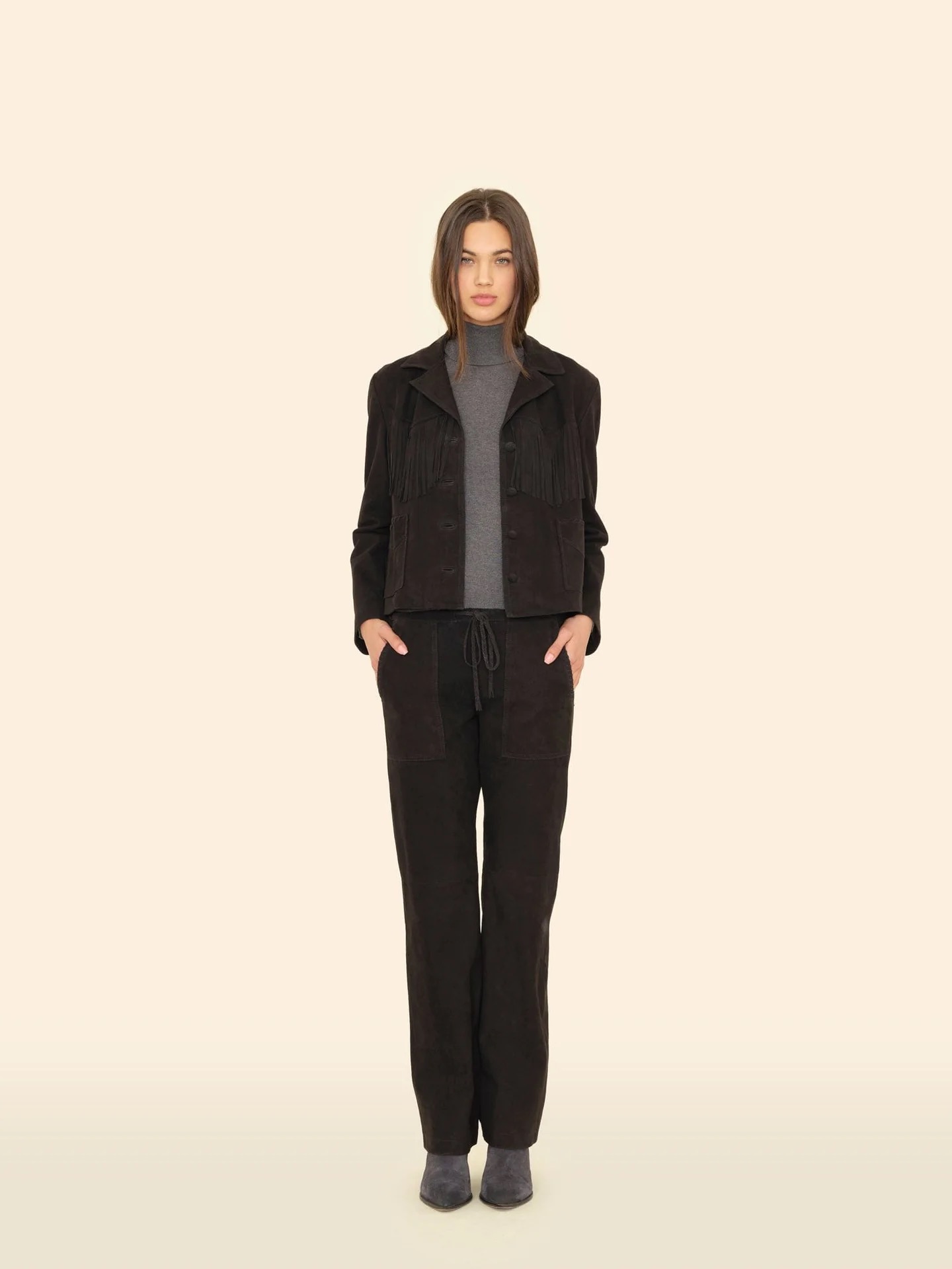 Lederhose CLYDE SUEDE in Black, XIRENA