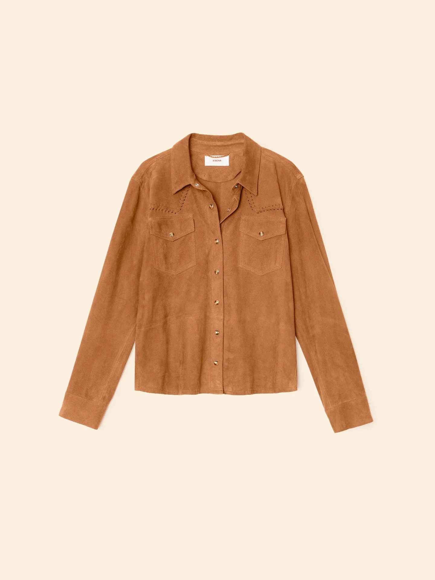 Lederhemd BILLIE Suede in Cognac, XIRENA