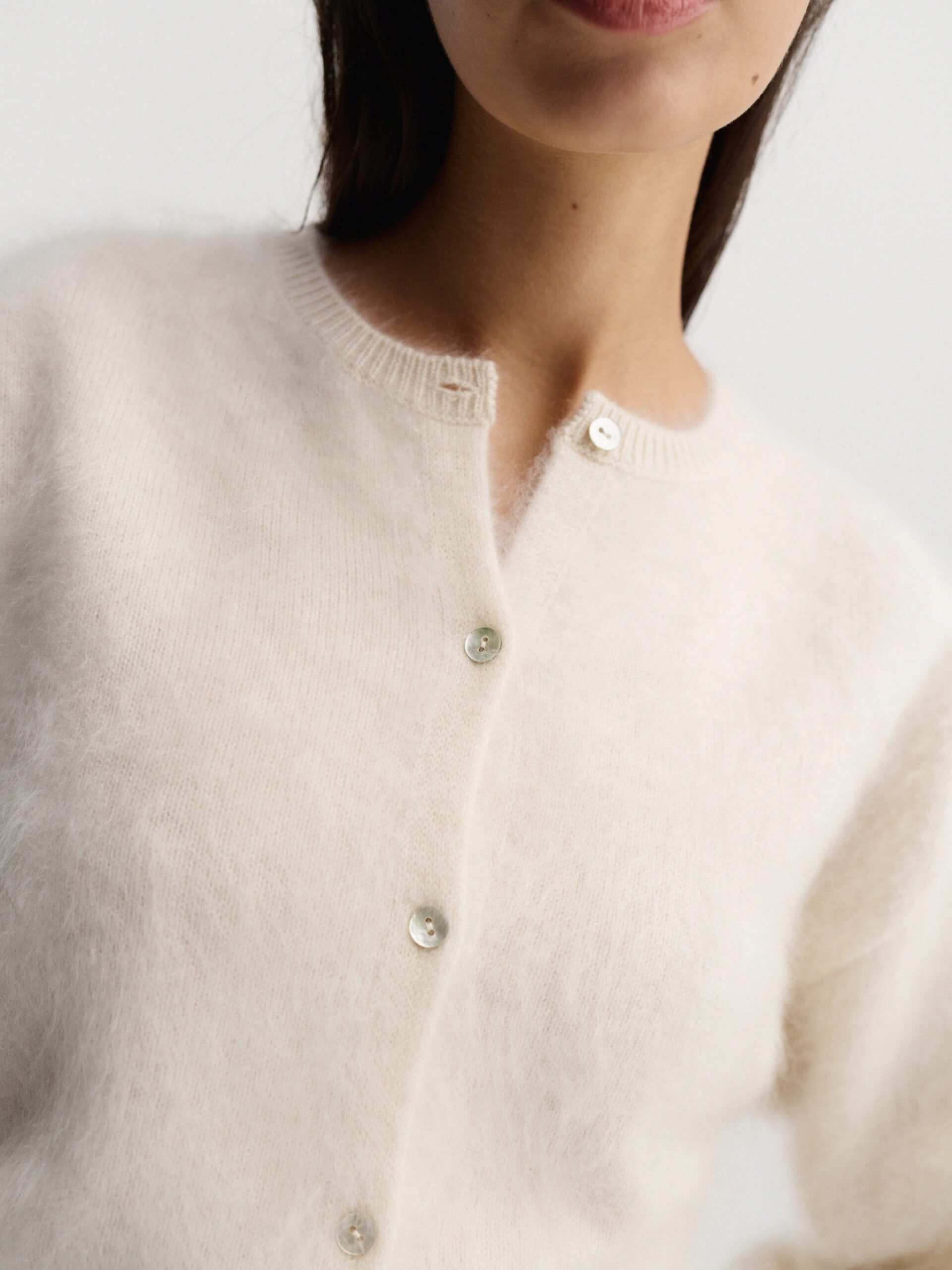 Cardigan COCO BRUSHED in Vanilla, ALMADA LABEL