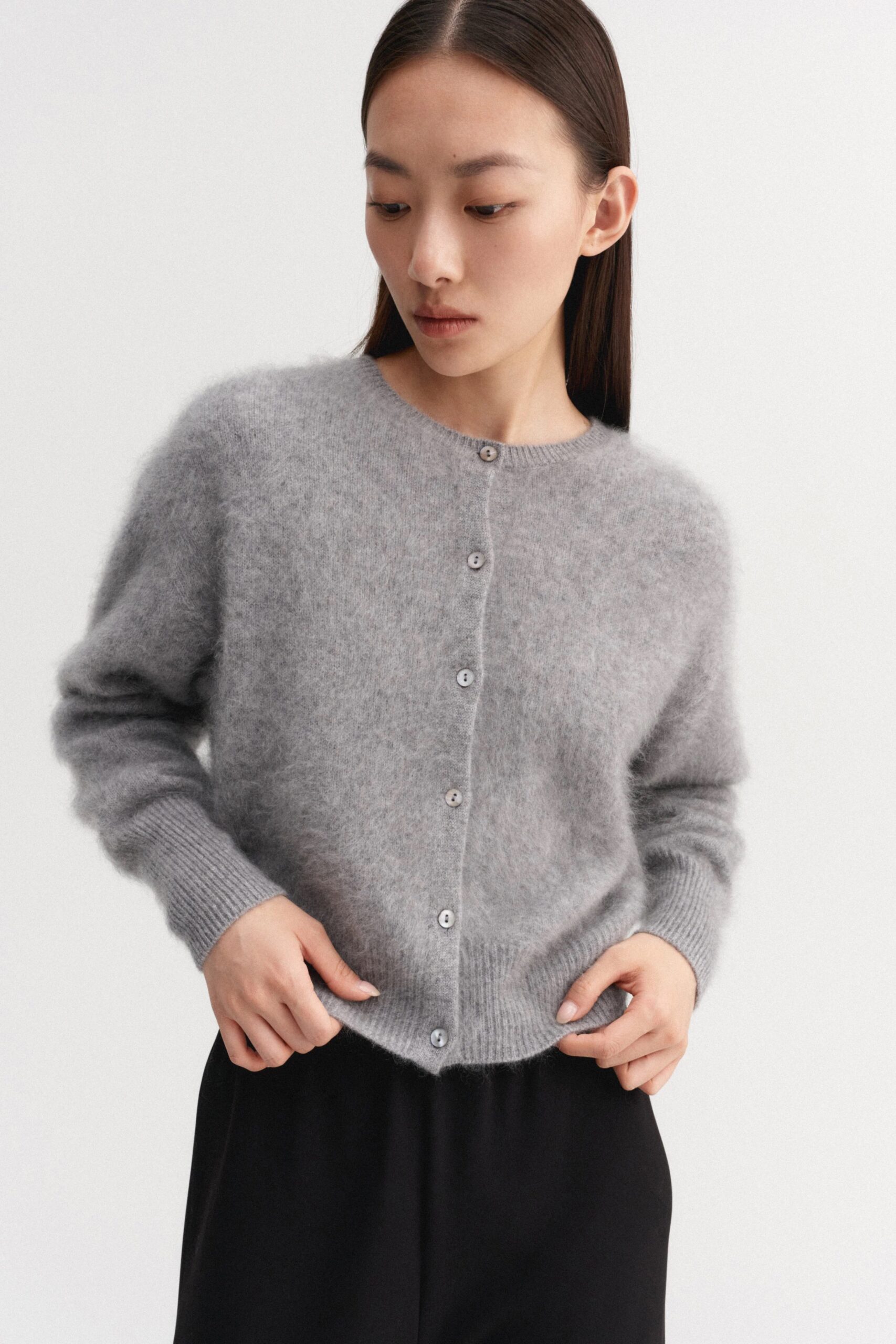 Cardigan COCO BRUSHED in Grey, ALMADA LABEL