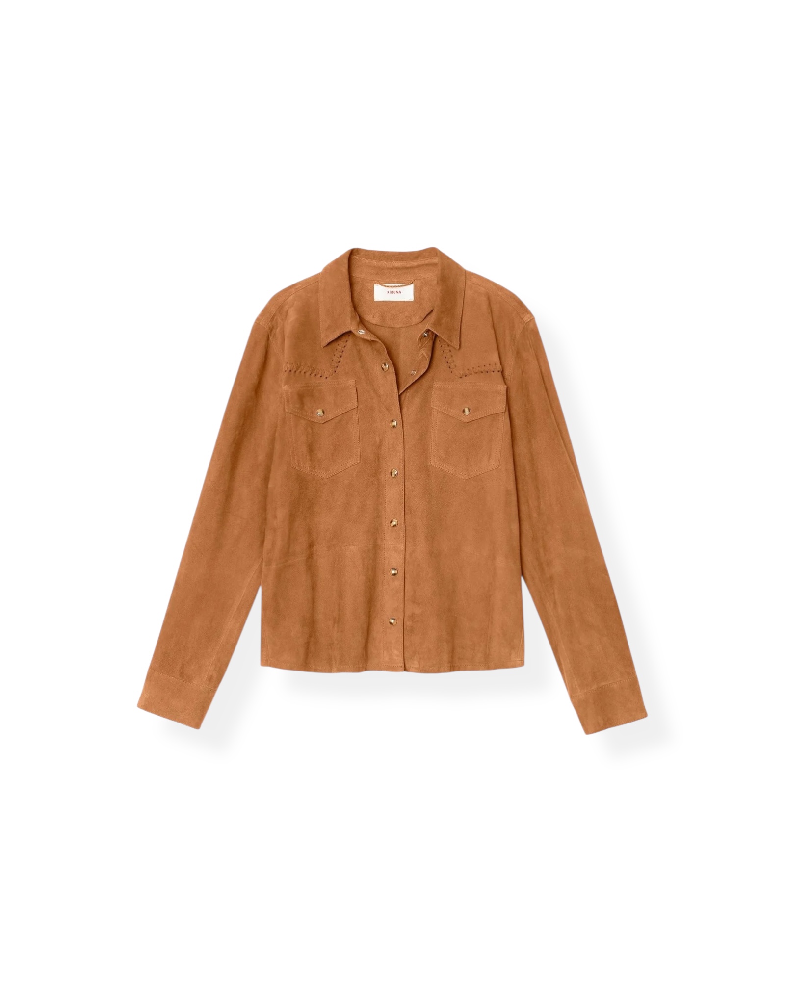 Lederhemd BILLIE Suede in Cognac, XIRENA