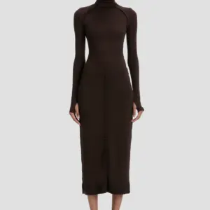 BUTTON DETAIL MIDI SKIRT in Dark Chocolate, VICTORIA BECKHAM