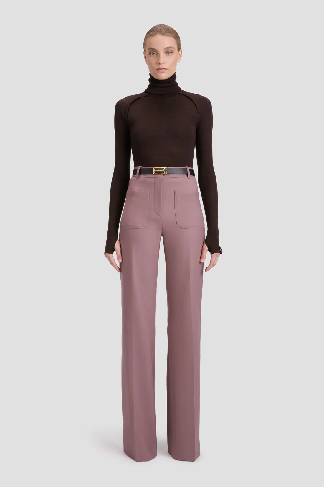 High Neck Top in Dark Chocolate, VICTORIA BECKHAM