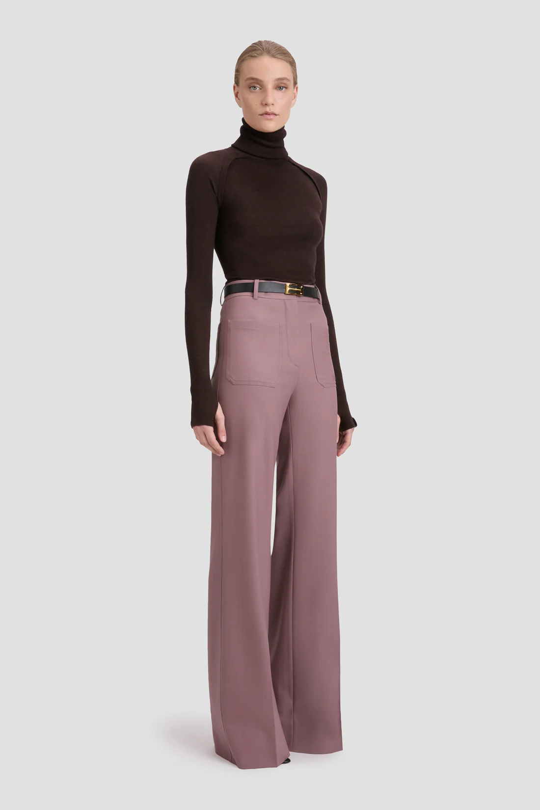 High Neck Top in Dark Chocolate, VICTORIA BECKHAM