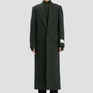 Curved Sleeve Overcoat in Dark Olive Melange, VICTORIA BECKHAM