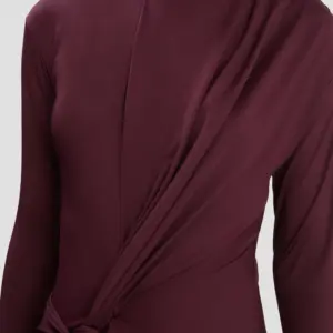 Twist Detail High Neck Midi Dress in Merlot, VICTORIA BECKHAM
