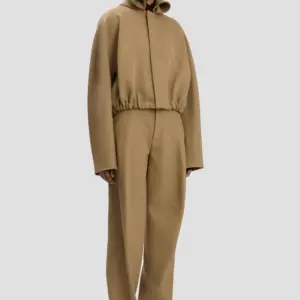 Oversized Roll Neck Bomber Jacket in Dark Camel, VICTORIA BECKHAM