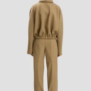 Oversized Roll Neck Bomber Jacket in Dark Camel, VICTORIA BECKHAM