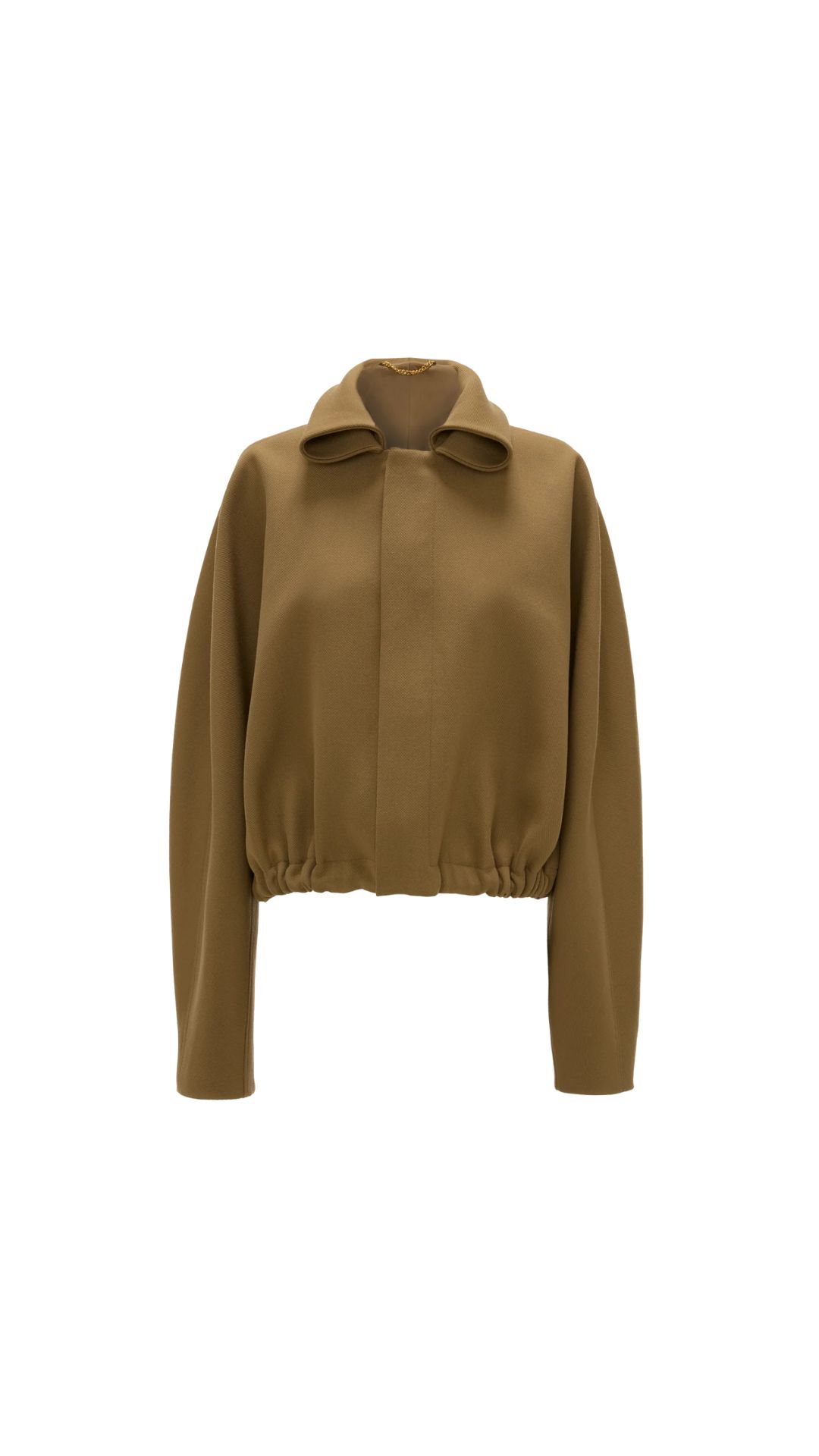Oversized Roll Neck Bomber Jacket in Dark Camel, VICTORIA BECKHAM