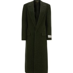 Curved Sleeve Overcoat in Dark Olive Melange, VICTORIA BECKHAM