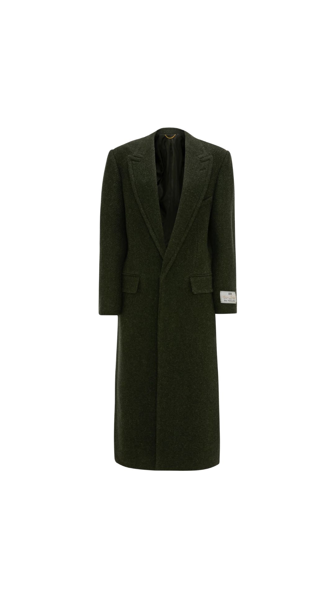 Curved Sleeve Overcoat in Dark Olive Melange, VICTORIA BECKHAM