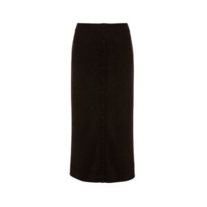 BUTTON DETAIL MIDI SKIRT in Dark Chocolate, VICTORIA BECKHAM