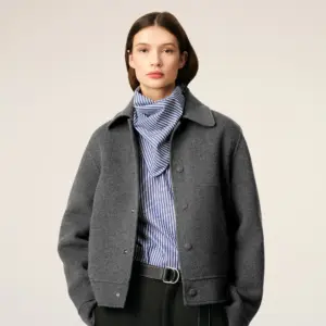Geknöpfte Boxy-Fit-Jacks in Grey, AMI PARIS