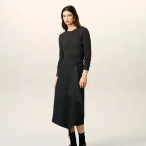 Midi-Wickelrock in Black, AMI PARIS