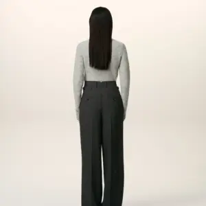 High Waist Wollhose in Anthrazit, AMI PARIS