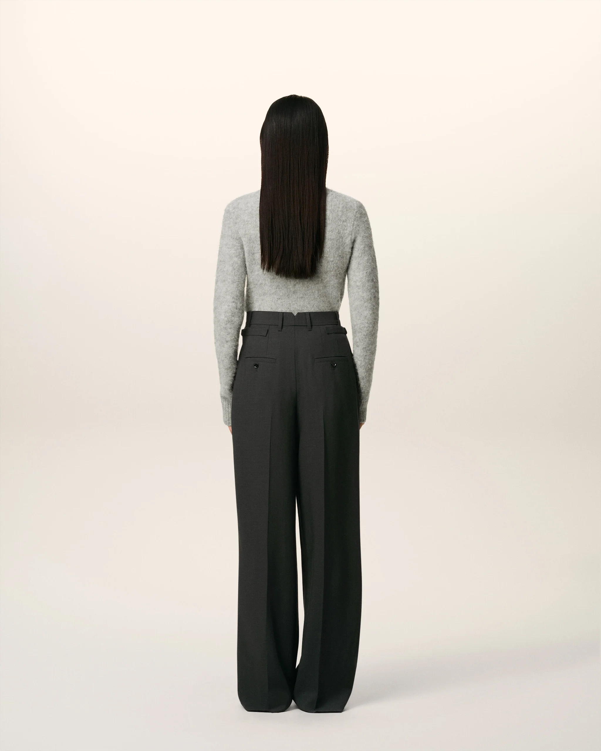 High Waist Wollhose in Anthrazit, AMI PARIS